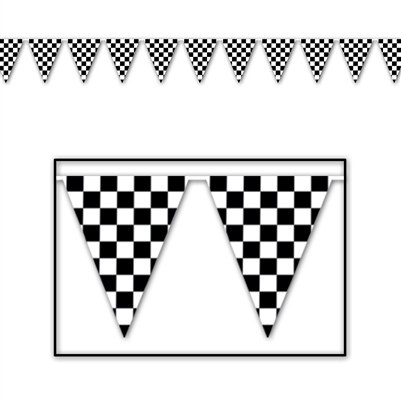 Checkered Outdoor Pennant Banner, 30 ft