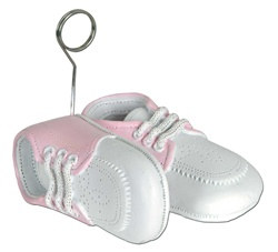 Pink Baby Shoes Photo/Balloon Holder