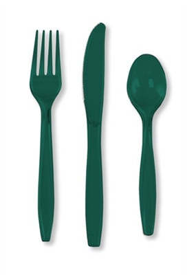 Hunter Green Assorted Cutlery (24/pkg)