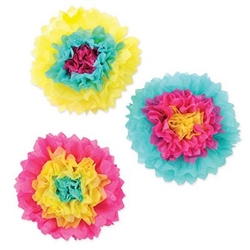 Assorted Bright Pink Tissue Flowers