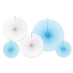 Light Blue and White Accordion Paper Fans