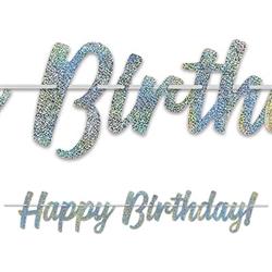 Say Happy Birthday in a big way, and if you're going to say it, say it in sparkles!  This Colorful, bright and sparkly banner requires simple assembly and comes with a 12 foot long white ribbon to make hanging easy.