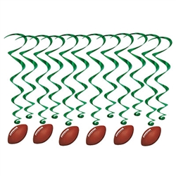 Score big when you include the Football Whirls at your next game-watch-party, sign-up event, awards dinner or football themed party! Each package comes with 12 completely assembled and easy to hang whirls.