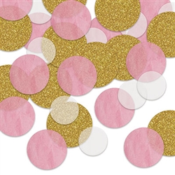 Want a different, softer look in confetti? This Dot Deluxe Sparkle Confetti -Pink & White is a great choice! Perfect for baby showers, gender reveals, 1st birthdays and more. Sold in 0.5 ounce packages. Also looks great in scrap books and art projects!