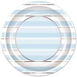 Striped Plates - Blue, White and Silver