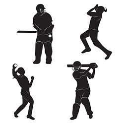Cricket-Player Silhouettes