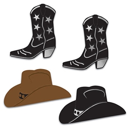 Foil Cowboy Hat & Boot Silhouettes