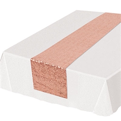 Looking for a classy, subtle and colorful way to add a splash of color to your table settings? This Sequined Table Runner - rose Gold will add the touch of fun and excitement you're party deserves. Each runner is 11.25 inches wide by 6.25 feet long. 