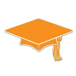 Orange Mini Grad Cap Cutouts (10/pkg)
