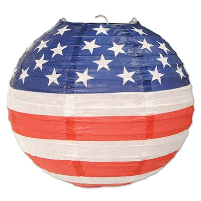 Paper lantern globes with stars and stripes shout 4th of July celebration!