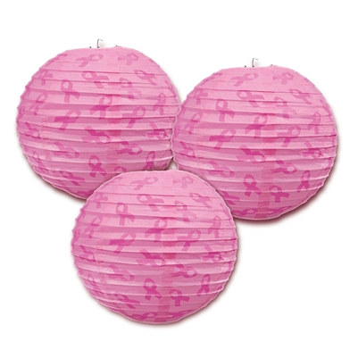 Pink Ribbon Paper Lanterns (3 Per Package)