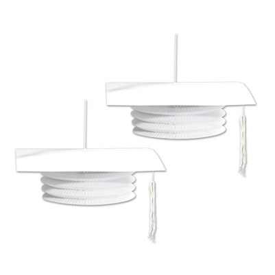 White Graduation Cap Paper Lanterns (2 Per Package)