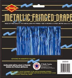 Blue 1-Ply Metallic Fringe Drape