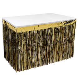 2-Ply Metallic Table Skirting - Black and Gold