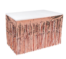 Your tables will shimmer in the lightest breeze with this scintillating Rose Gold 1 Ply Metallic Table Skirting.  An easy, fun and inexpensive way to add interest and color to any venue.  Easy to hang and reusable with care.  