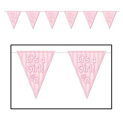 It's A Girl Pennant Banner