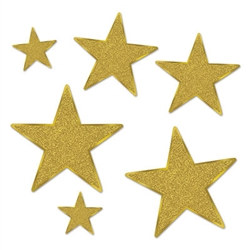 Gold Glittered Foil Star Cutouts