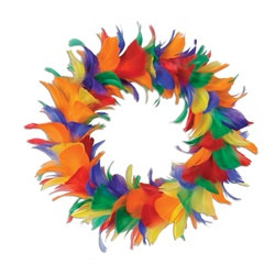 rainbow feather wreath