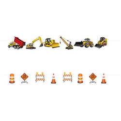 Looking for a fun way to build the perfect Construction Party decorating theme?  This 2 in 1 Construction Streamer Set is a great foundation.  Each package includes 2 6 construction vehicle hangers and 8 construction sign hangers.  Create a machine or sign themed streamer or mix and match for a custom look.
