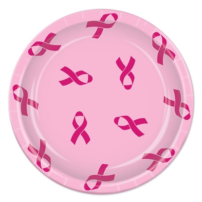 pink ribbon plates