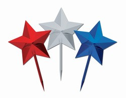 Red, Silver, and Blue Star Picks (8/Pkg)