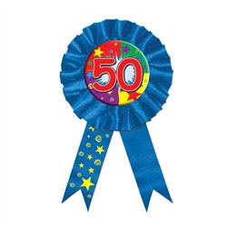 blue 50 rosette award ribbon