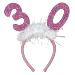 number 30 glittered boppers with marabou