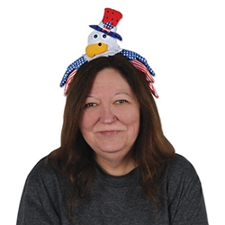 What better way to show your patriotic pride than wearing a Patriotic Eagle on your head?  These one size fits most headbands are great for parties, voter registrations, elections, and celebrations.  