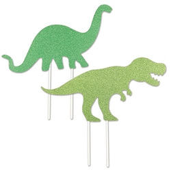 Leave dinosaur footprints in your icing with the fun, colorful, and dinosaur sized cake toppers.  They're just the think to finish of your Dino themed party table.  Food save and fun for everyone.  Two toppers per package as shown.  Please note this item is not returnable if opened.