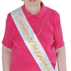 Glittered Happy 50th Birthday Satin Sash
