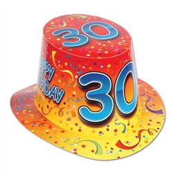 Orange Happy 30 Birthday Hi-Hat (sold 25 per box)