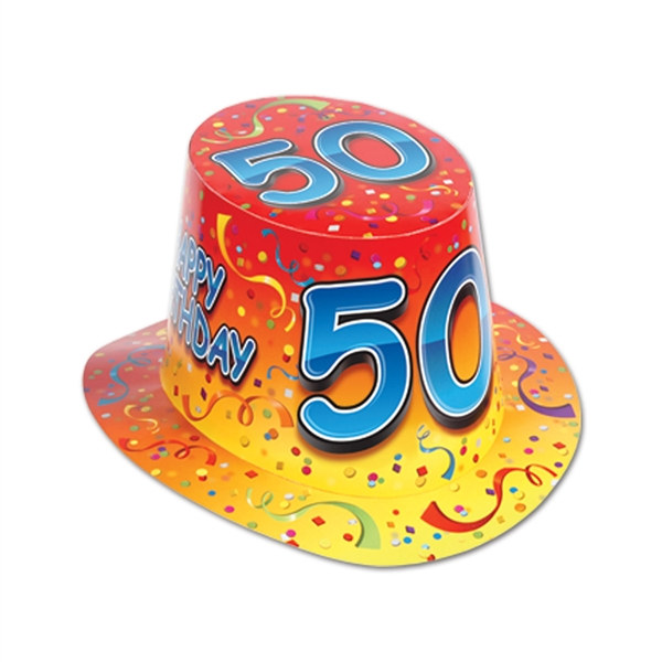 Orange Happy 50 Birthday Hi-Hat