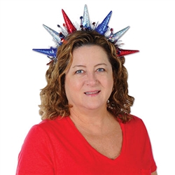 Statue Of Liberty Tiara Headband - Celebrate America - show your patriotic spirit with this colorful and eye catching Statue Of Liberty Tiara Headband.  This one-size fits most accessory is sure to show your pride!