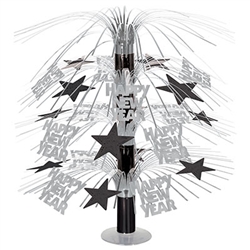 Happy New Year Cascade Centerpiece - Black and Silver
