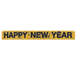 Gold Metallic Happy New Year Fringe Banner
