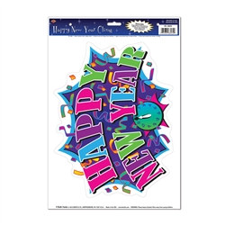 Multi-Color Happy New Year Cling (1 Cling Per Sheet)