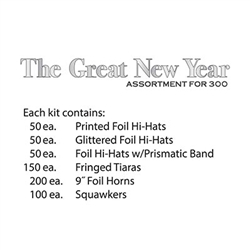 Want to host a New Year's Eve celebration for the entire block? Grab this The Great New Year Assortment for 300 in Black and Silver and you'll save time and money! 
