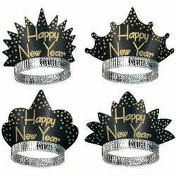 Sparkling Black and Gold New Year Tiaras