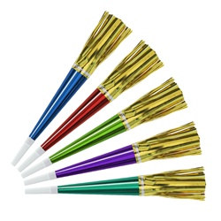 Assorted Foil Horns with Metallic Tassel (sold 100 per box)
