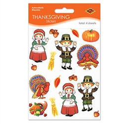 Pilgrim and Turkey Stickers (4 sheets/pkg)