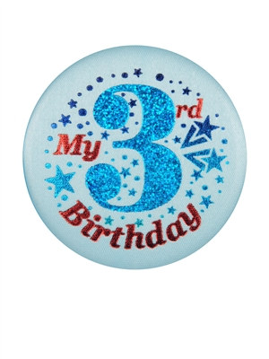 Blue My 3rd Birthday Satin Button