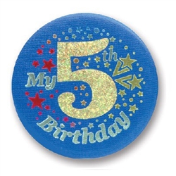 Blue My 5th Birthday Satin Button