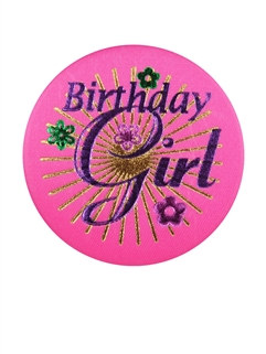 Pink Birthday Girl Satin Button