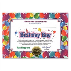 Birthday Boy Award Certificates