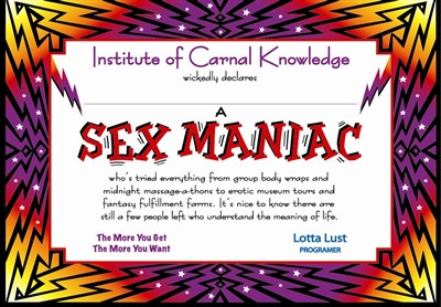Sex Maniac Certificate