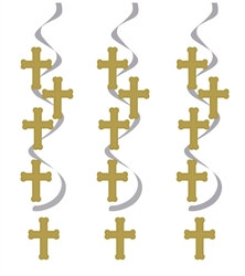 Gold and Silver Cross Whirls (5/pkg)