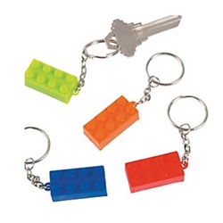 Brick Key Chains in assorted colors, 24 per package