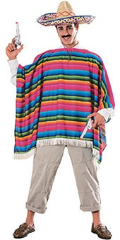 Adult Mexican Serape and Hat Costume