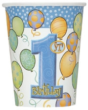 blue 1st birthday hot/cold cups