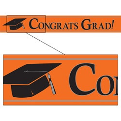 Orange Congrats Grad Foil Banner